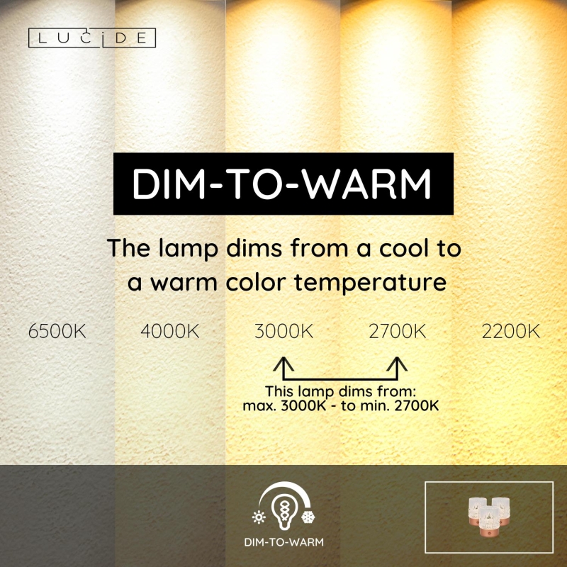 Lucide LILI - Nabíjacia stolová lampa - Batéria/batérie - Ø 8 cm - LED Rozm. - 1x3W 2700K/3000K - Meď - Sada 3 ks